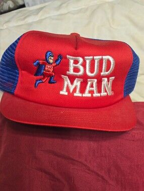 Vintage Budweiser Bud Man Advertising Trucker Mesh Snap Back